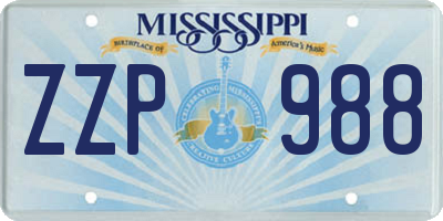 MS license plate ZZP988