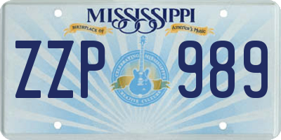 MS license plate ZZP989