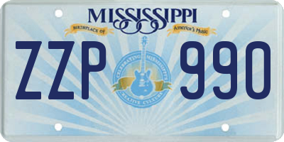 MS license plate ZZP990