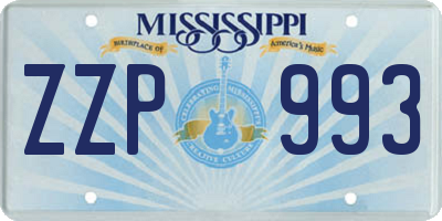 MS license plate ZZP993