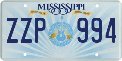 MS license plate ZZP994