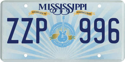 MS license plate ZZP996