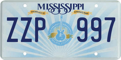 MS license plate ZZP997