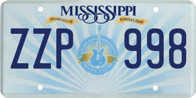 MS license plate ZZP998