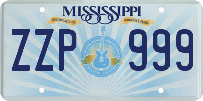 MS license plate ZZP999