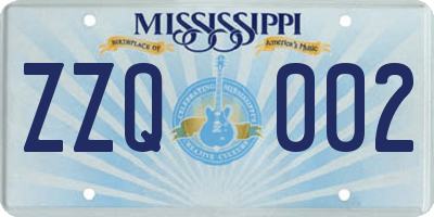 MS license plate ZZQ002