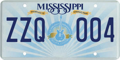 MS license plate ZZQ004