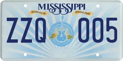 MS license plate ZZQ005