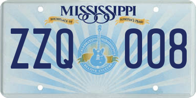 MS license plate ZZQ008