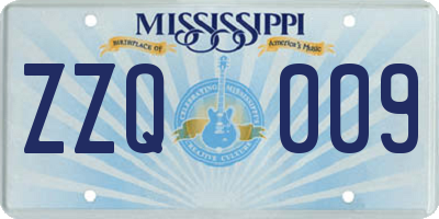 MS license plate ZZQ009