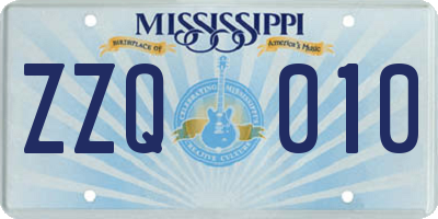 MS license plate ZZQ010