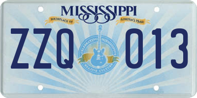 MS license plate ZZQ013