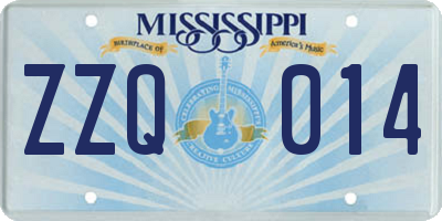 MS license plate ZZQ014