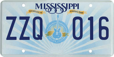 MS license plate ZZQ016