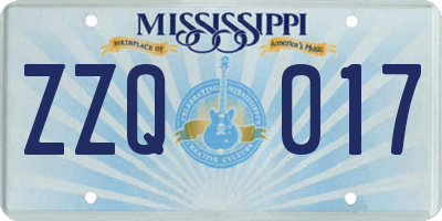 MS license plate ZZQ017