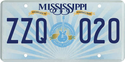 MS license plate ZZQ020