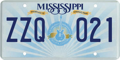 MS license plate ZZQ021