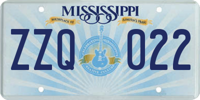 MS license plate ZZQ022