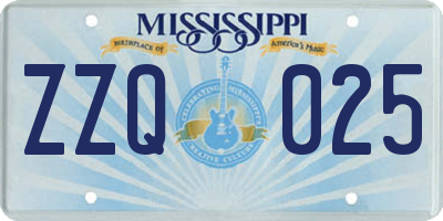 MS license plate ZZQ025