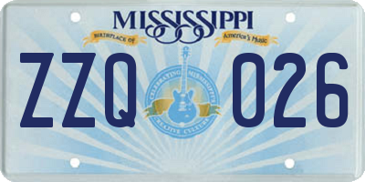 MS license plate ZZQ026