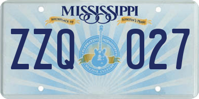 MS license plate ZZQ027