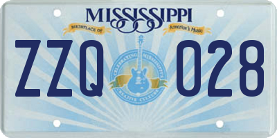 MS license plate ZZQ028