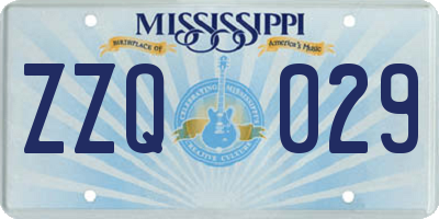 MS license plate ZZQ029