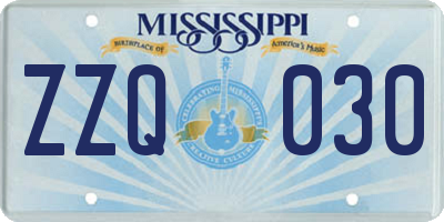 MS license plate ZZQ030