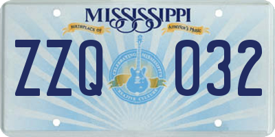 MS license plate ZZQ032