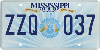 MS license plate ZZQ037