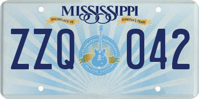 MS license plate ZZQ042