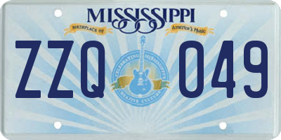 MS license plate ZZQ049