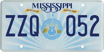 MS license plate ZZQ052