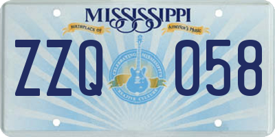 MS license plate ZZQ058