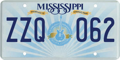 MS license plate ZZQ062