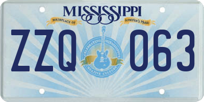 MS license plate ZZQ063