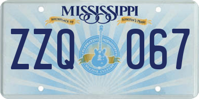 MS license plate ZZQ067