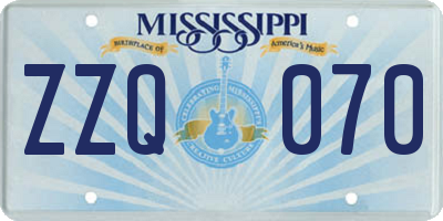 MS license plate ZZQ070