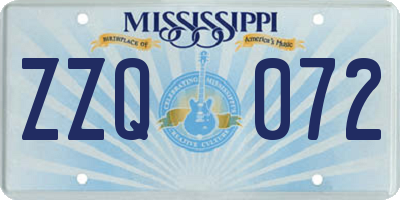 MS license plate ZZQ072