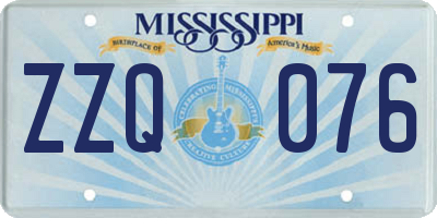 MS license plate ZZQ076