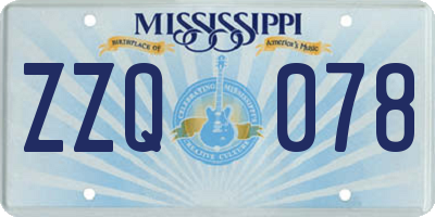 MS license plate ZZQ078