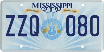 MS license plate ZZQ080