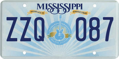 MS license plate ZZQ087