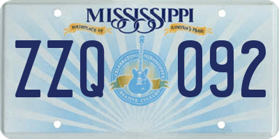 MS license plate ZZQ092