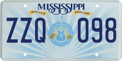 MS license plate ZZQ098