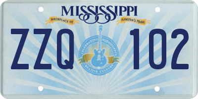 MS license plate ZZQ102