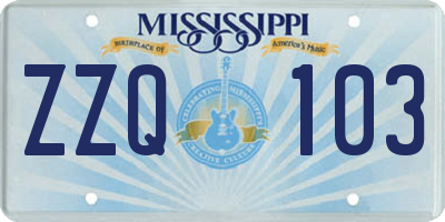 MS license plate ZZQ103