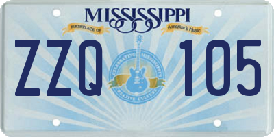 MS license plate ZZQ105