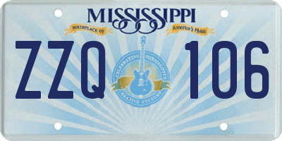 MS license plate ZZQ106