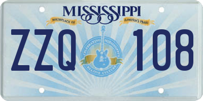 MS license plate ZZQ108